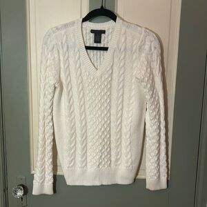 ivory cableknit v-neck sweater